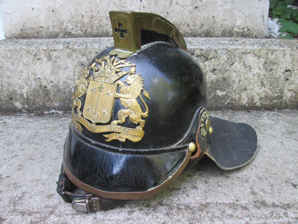 Leren brandweerhelm HAARLEM in een 100% TOP staat. zeldzaam., Ophalen of Verzenden, Landmacht, Nederland
