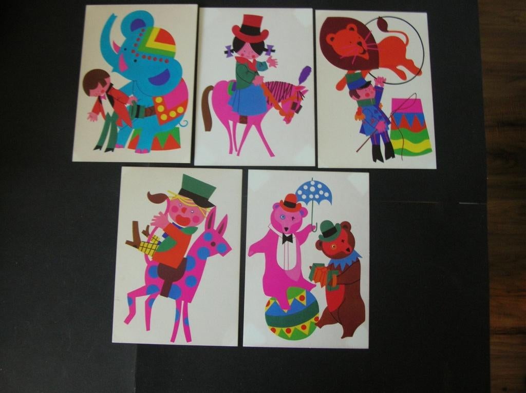 Voor het Kind ansichtkaarten 1971 Circus, Verzamelen, Verzenden, 1960 tot 1980, Ongelopen, Kinderen
