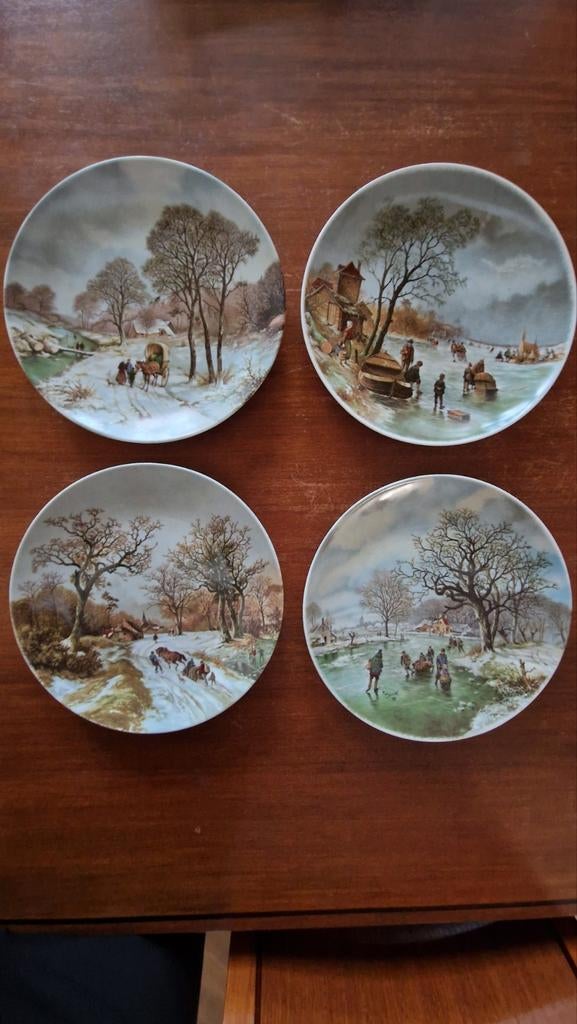 4 Wandborden Royal Schwabap wintervoorstelling, Antiek en Kunst, Antiek | Wandborden en Tegels, Ophalen of Verzenden
