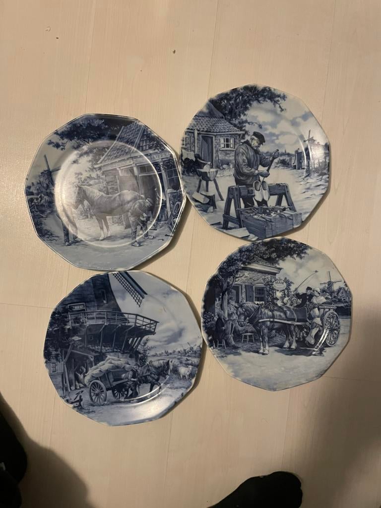 4 Delfstblauwe borden nette staat wanddecoratie, Ophalen