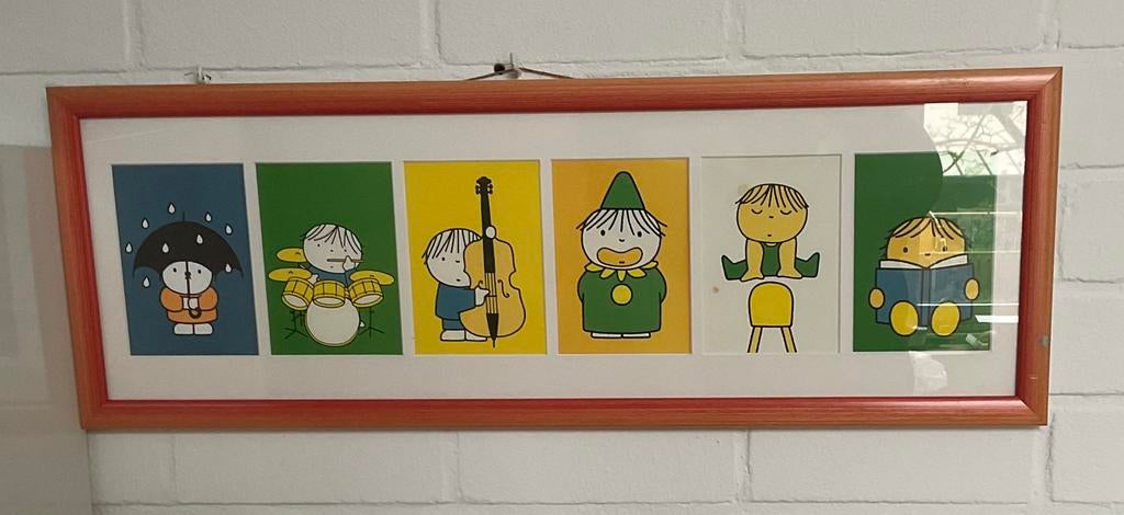 Kinderkamerlijstje met 6 Nijntjes hoofdkleur groen, Ophalen of Verzenden, Zo goed als nieuw, Wanddecoratie