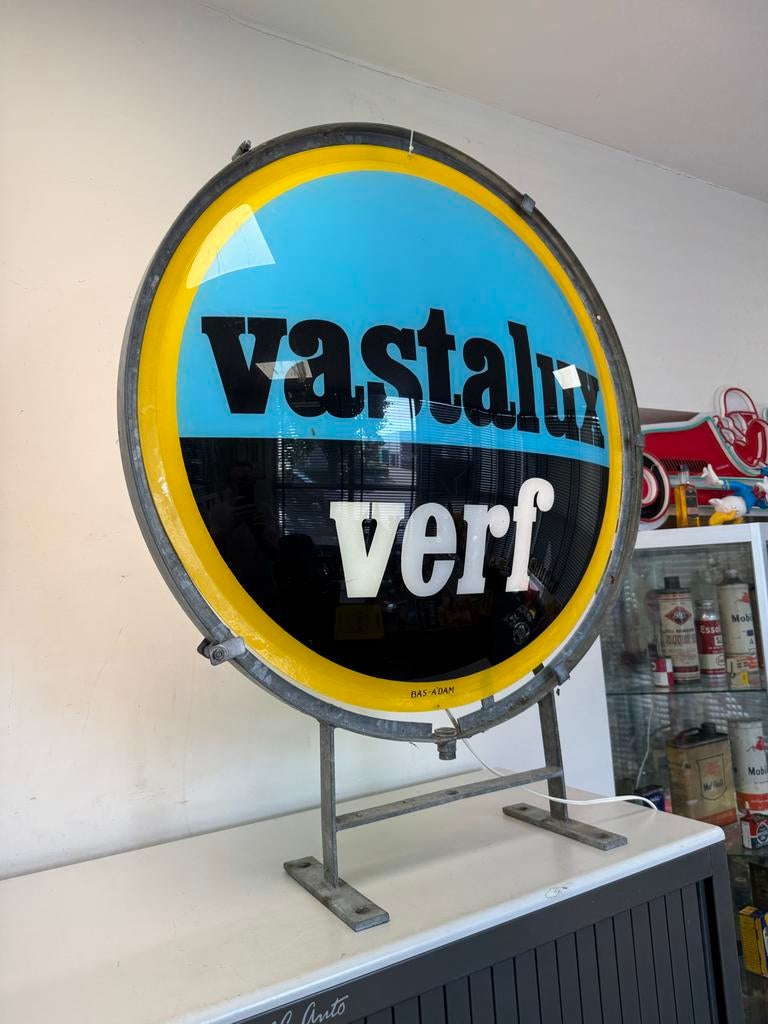 Vintage Vastalux Verf Reclamebord, Verzamelen, Ophalen, Gebruikt, ., Lichtbak of (neon) lamp