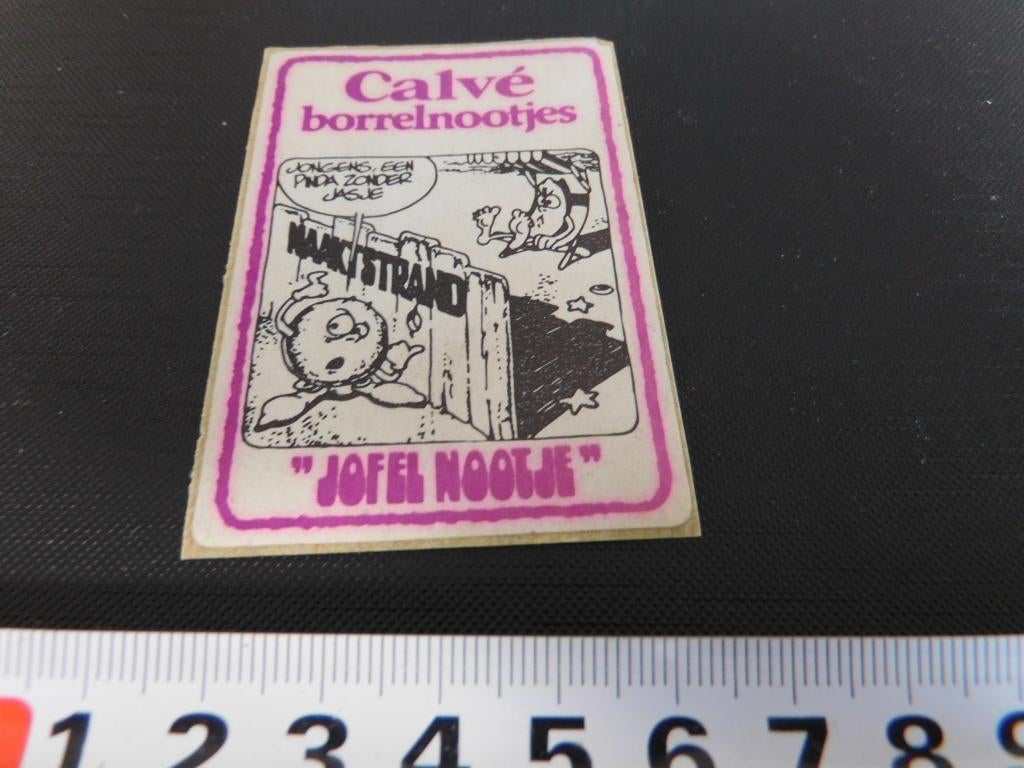 sticker calvé borrelnootjes strip jofel nootje naaktstrand, Ophalen, Zo goed als nieuw