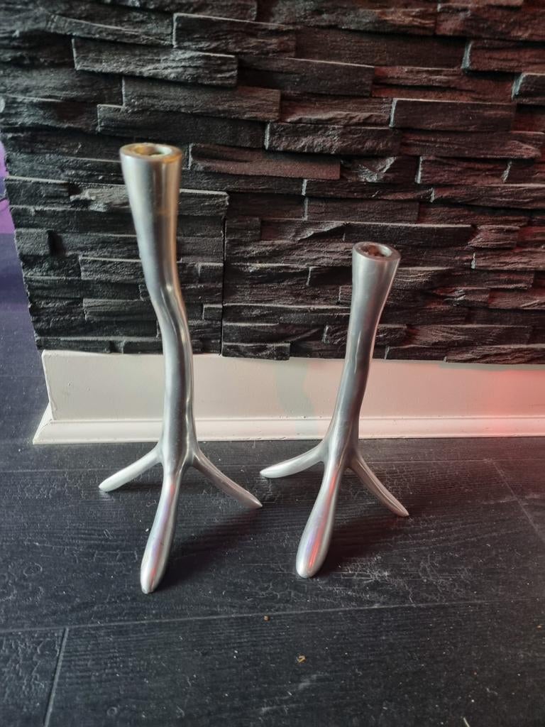 Vintage Kaarsen kandelaars jaren 70, Antiek en Kunst, Antiek | Kandelaars, Ophalen of Verzenden, Glas