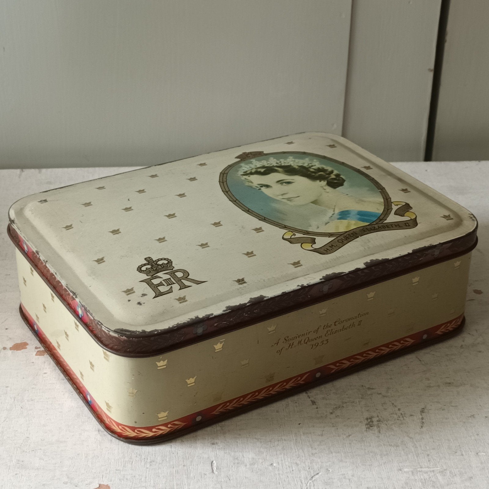 Vintage blik Koningin Elizabeth II Kroning 1953, Ophalen of Verzenden, Gebruikt