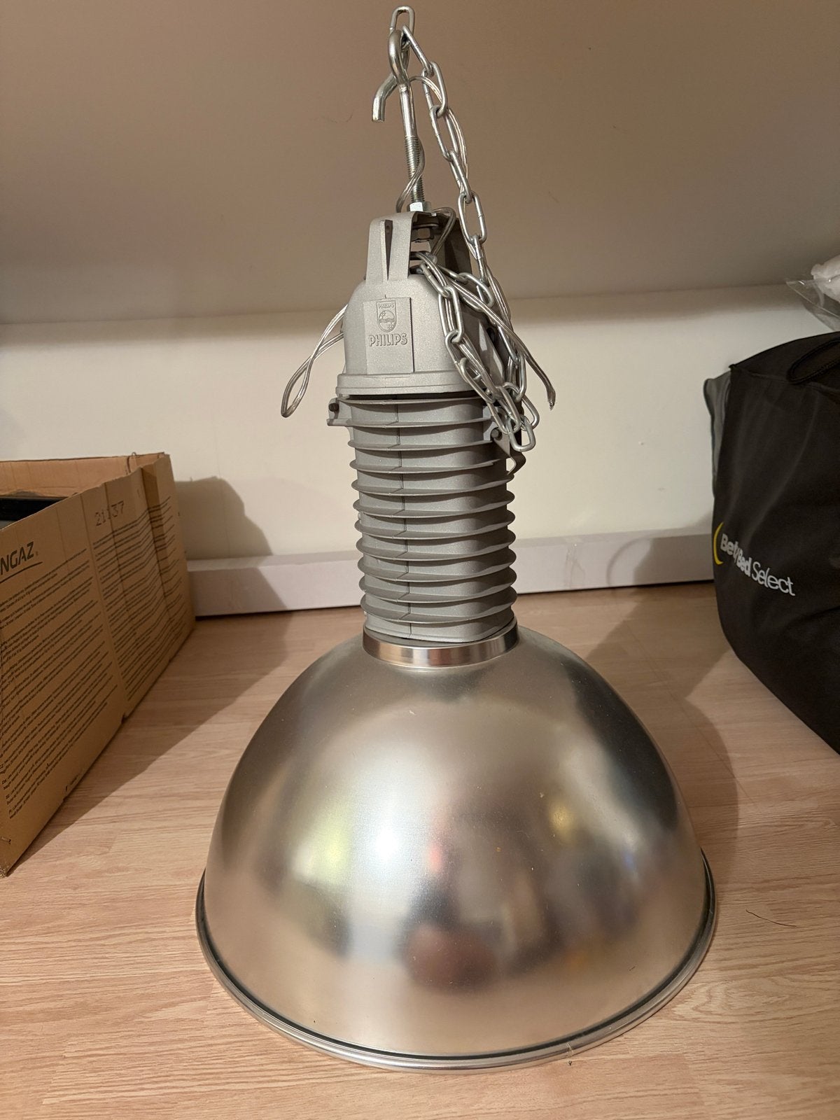3 stuks industriële lampen - Philips, Huis en Inrichting, Lampen | Hanglampen, Ophalen, Gebruikt, Metaal, E27 (groot)