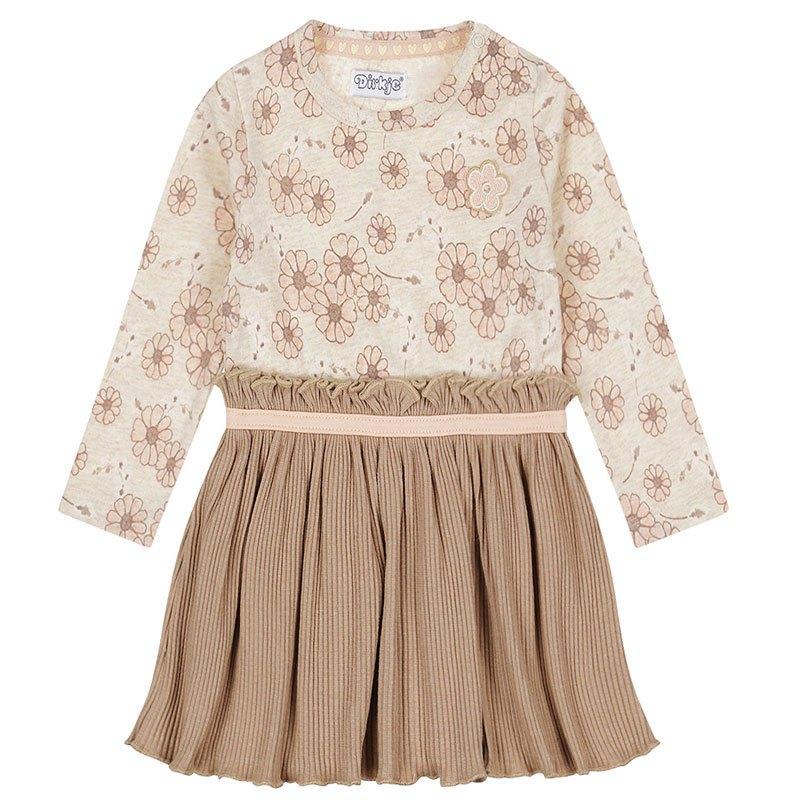 NIEUW! Trendy Dirkje Jurkje "Lovely" Bloemen & Rib Maat 110, Meisje, Dirkje, Nieuw, Ophalen of Verzenden
