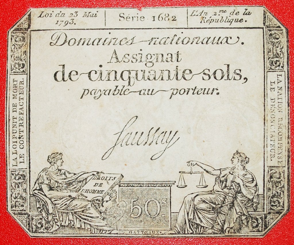 Ⰺ SERIES 1682: FRANCE  50 SOLS 1793!, Ophalen of Verzenden, Frankrijk, Los biljet