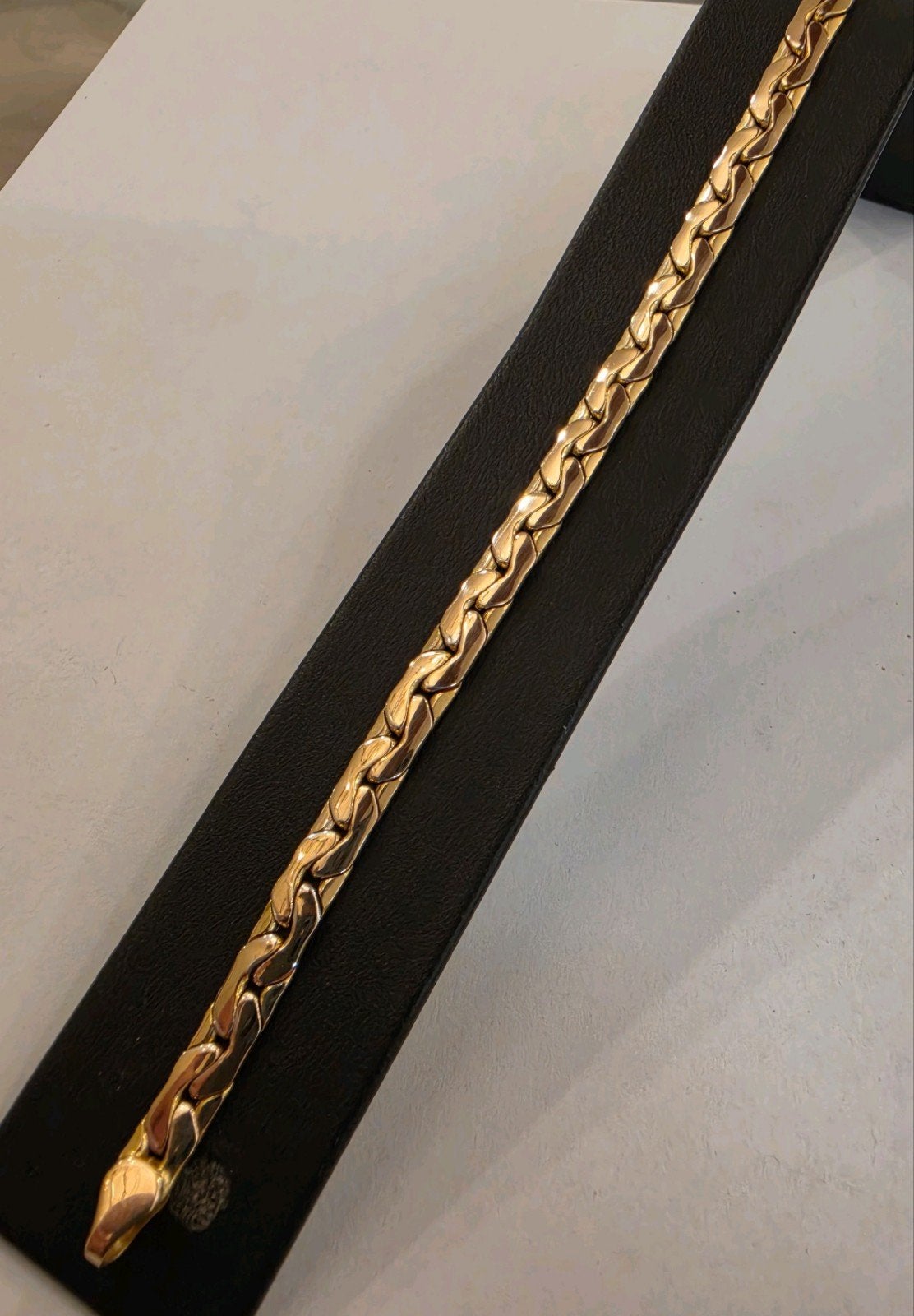 Fjory zilgold gouden armband platte schakel 21 cm, Ophalen of Verzenden, Zo goed als nieuw, Goud, Zilver