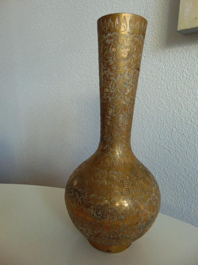 Bewerkte Koperen Sierlijke Vaas, Antiek en Kunst, Antiek | Koper en Brons, Ophalen, Koper