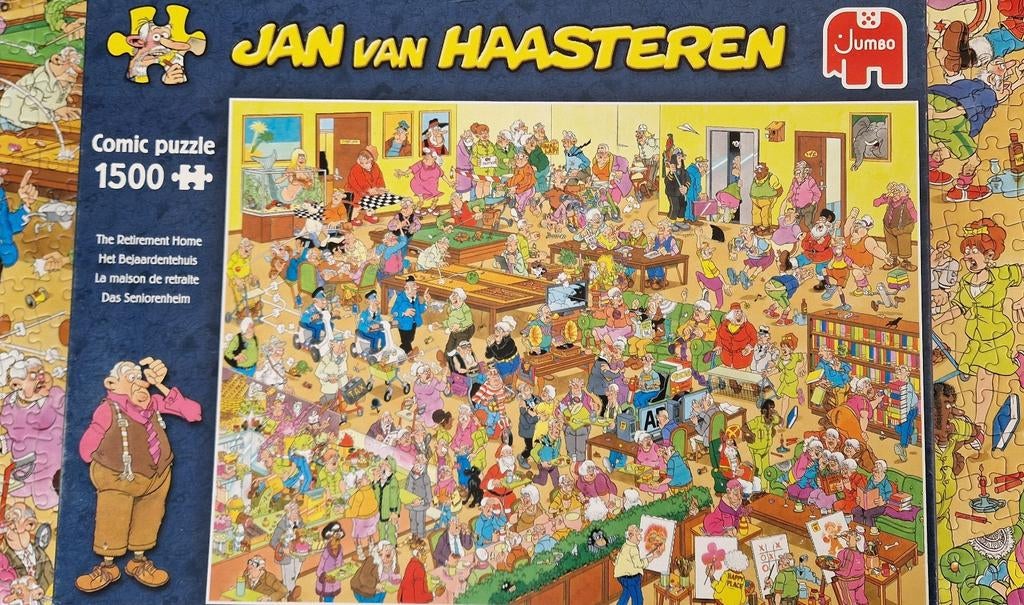 Jan van Haasteren puzzel 1500 stukjes - Het Bejaardentehuis, Ophalen of Verzenden, 500 t/m 1500 stukjes, Gebruikt, Legpuzzel