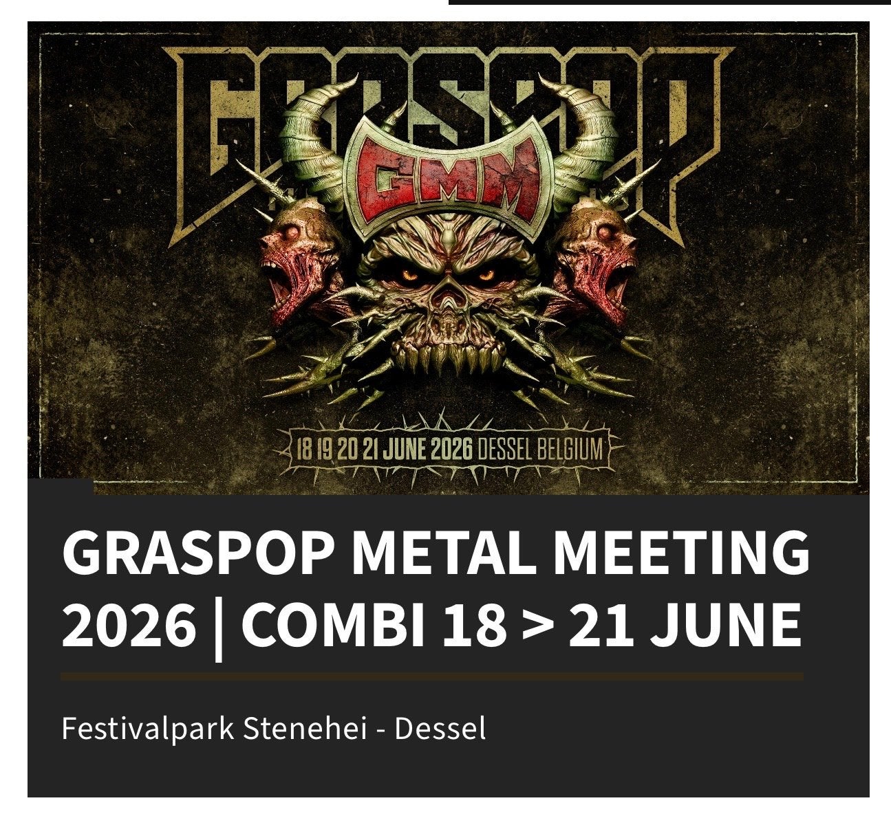 Graspop 2026 combi ticket 4 dagen, Eén persoon, Hard Rock of Metal