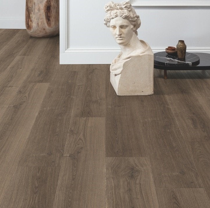 Waterbestendig Laminaat Eik Geborsteld bruin 9mm dik, 75 m² of meer, Grijs, Nieuw, Ophalen of Verzenden