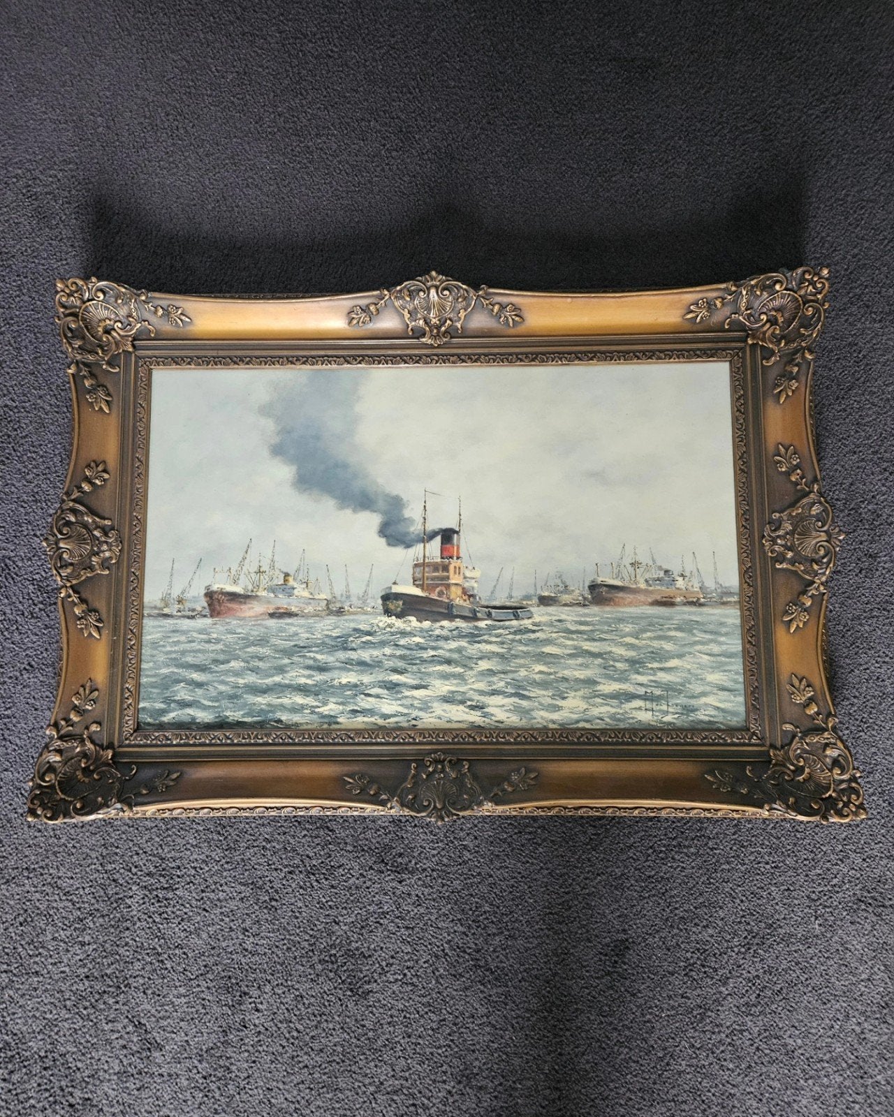 Olieverfschilderij M. de Jongere - Maritiem tafereel, Ophalen