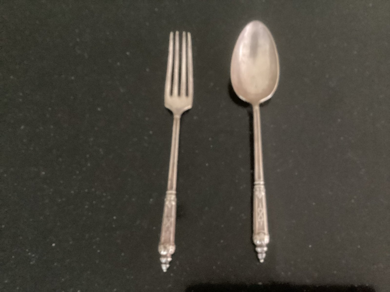 Antiek zilveren vork en lepel set, Antiek en Kunst, Ophalen of Verzenden