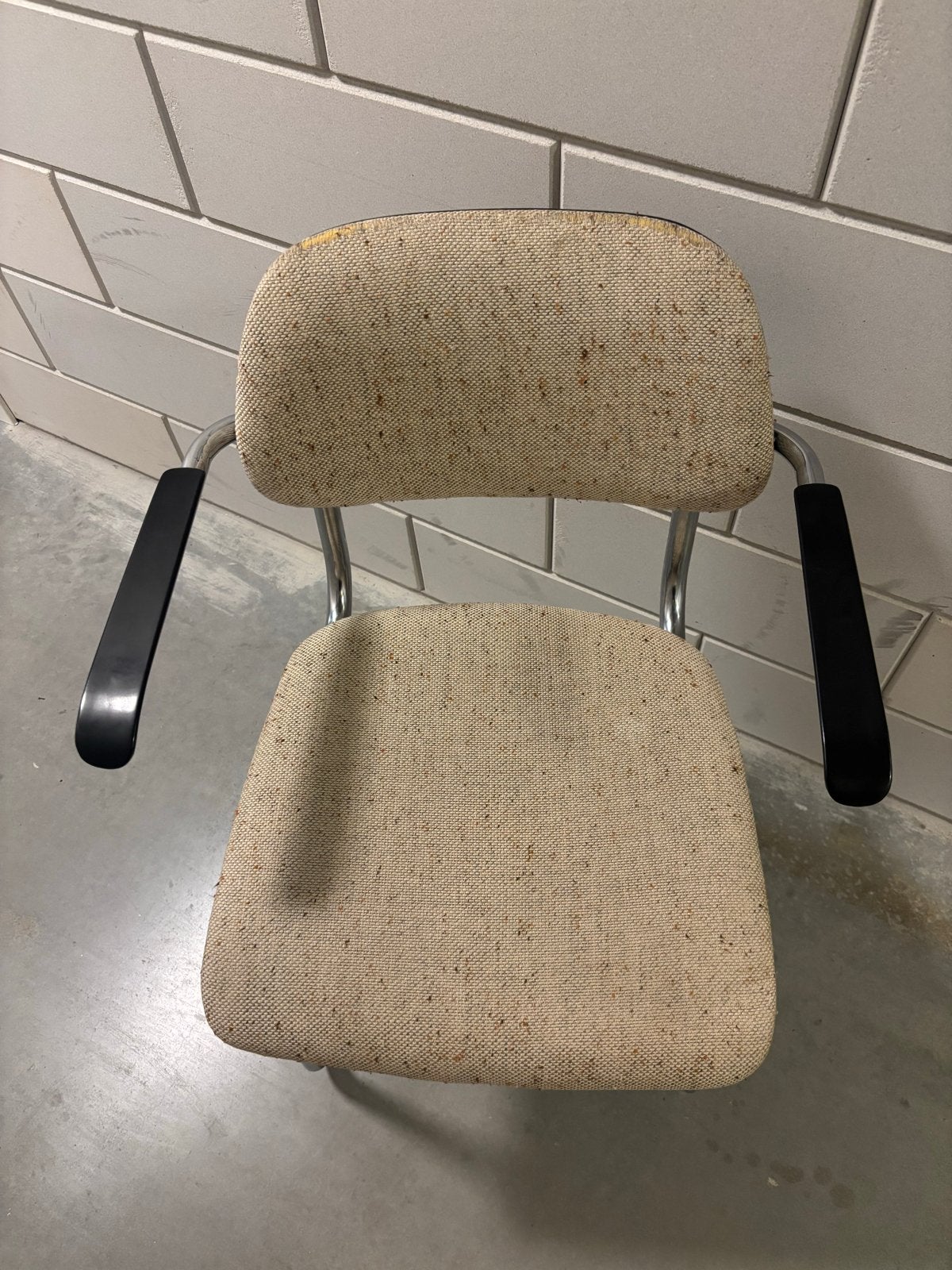 Vintage Eettafel Stoelen - Beige met Chroom (2 stuks), Ophalen