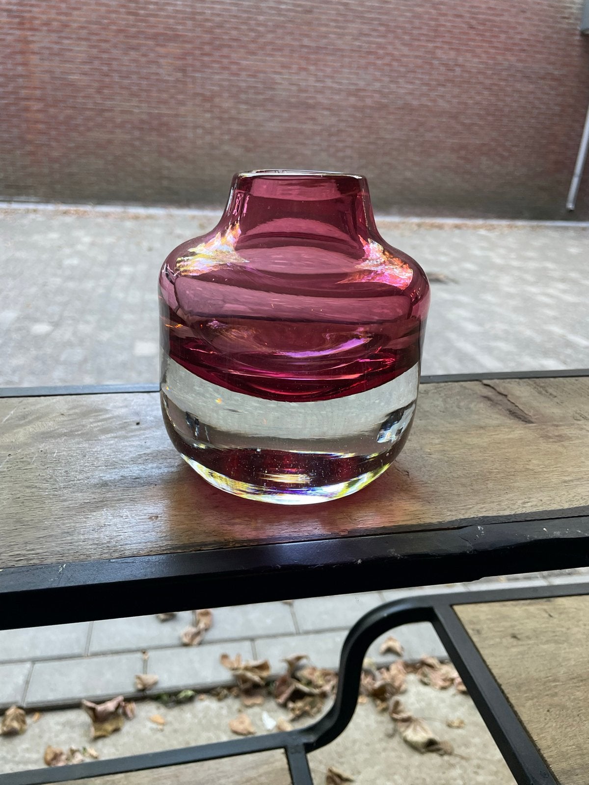 Dutz vaasje van glas, rood/roze, zonder sticker, Ophalen
