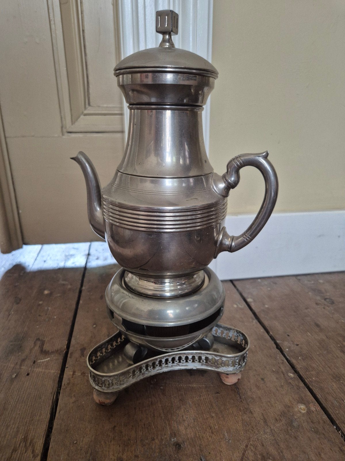 Antieke koffiekan met rechaud - J.N. Daalderop Tiel, Antiek en Kunst, Ophalen of Verzenden