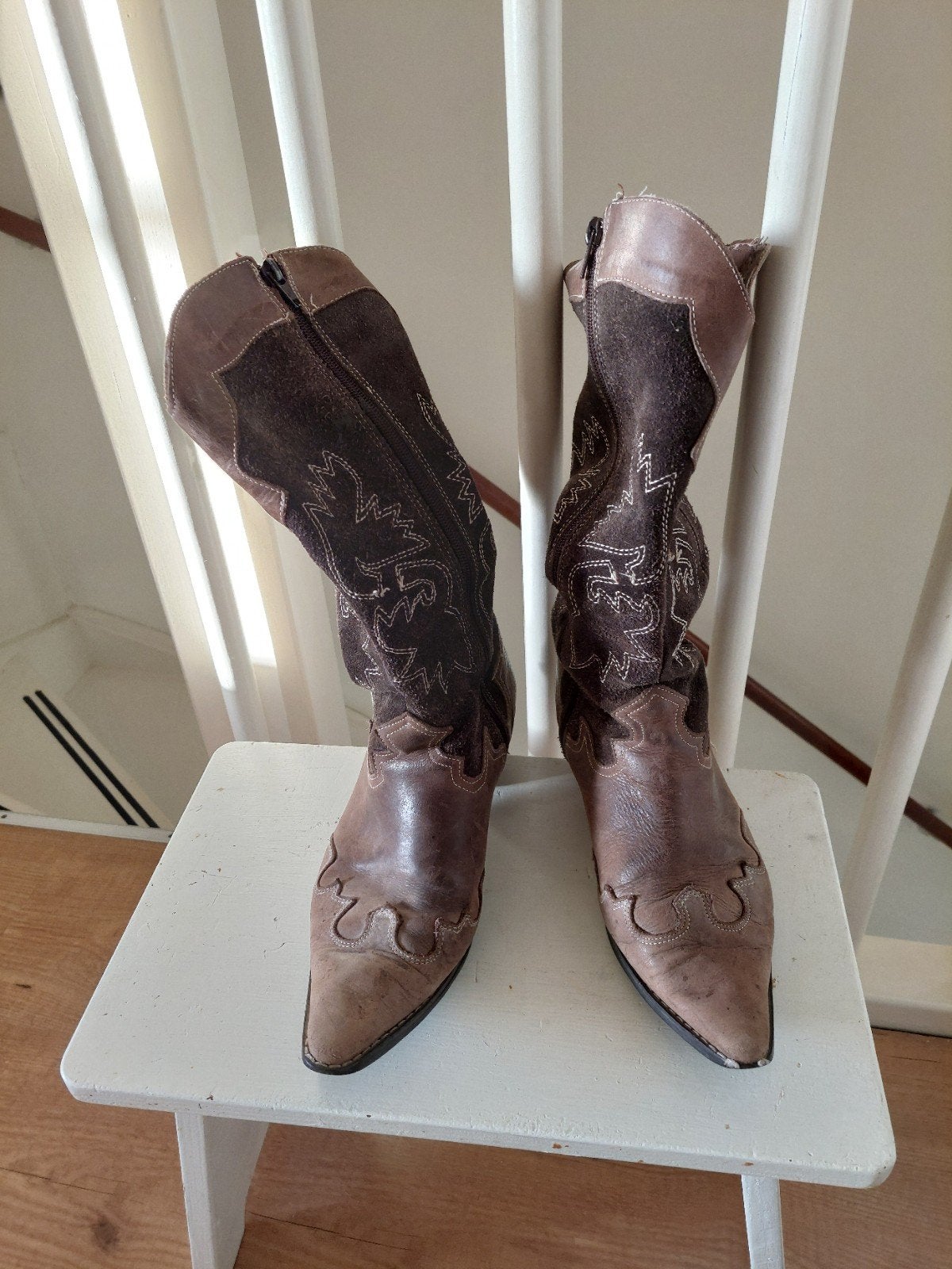 Leren cowboylaarzen - Maat 39, Ophalen, Gedragen, Bruin, Hoge laarzen