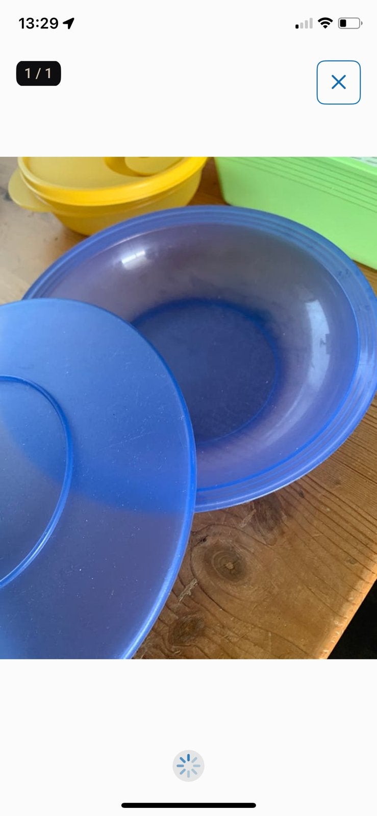 Platte saladebak, Huis en Inrichting, Bewaardoos, Blauw, Ophalen of Verzenden, Met deksel