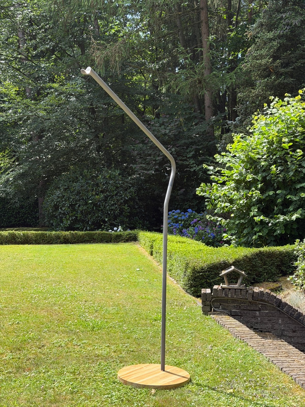 Suns lantaarn / lamp standaard met verzwaarde teakhoutvoet, Ophalen, Zo goed als nieuw