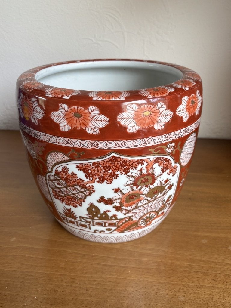 Grote Vintage Japanse Imari Cachepot / Bloempot - 22 cm, Ophalen
