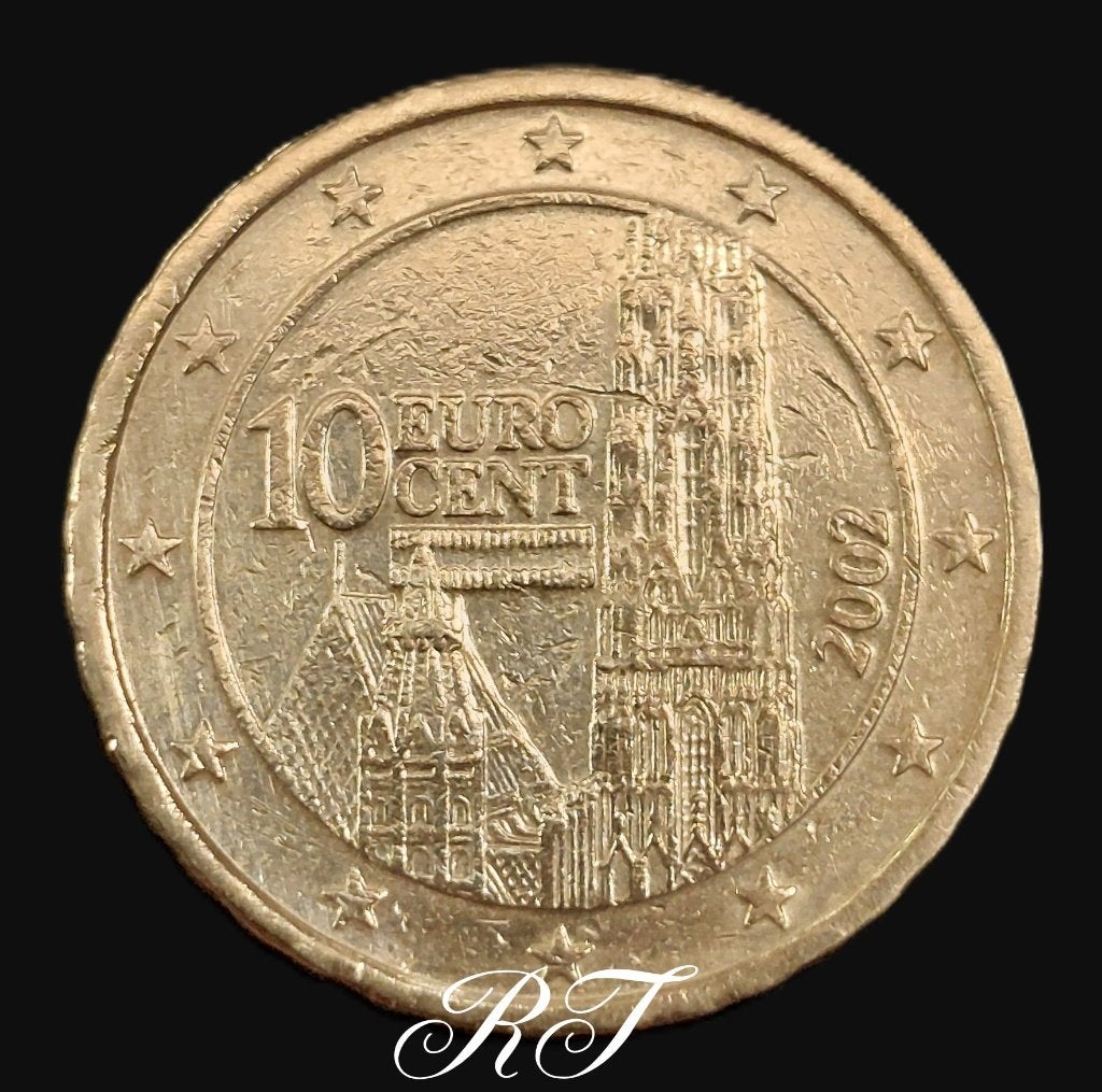 Oostenrijkse 10 Euro Cent, 2002, Nordic gold., Postzegels en Munten, Munten | Europa | Euromunten, Losse munt, 10 euro, Oostenrijk