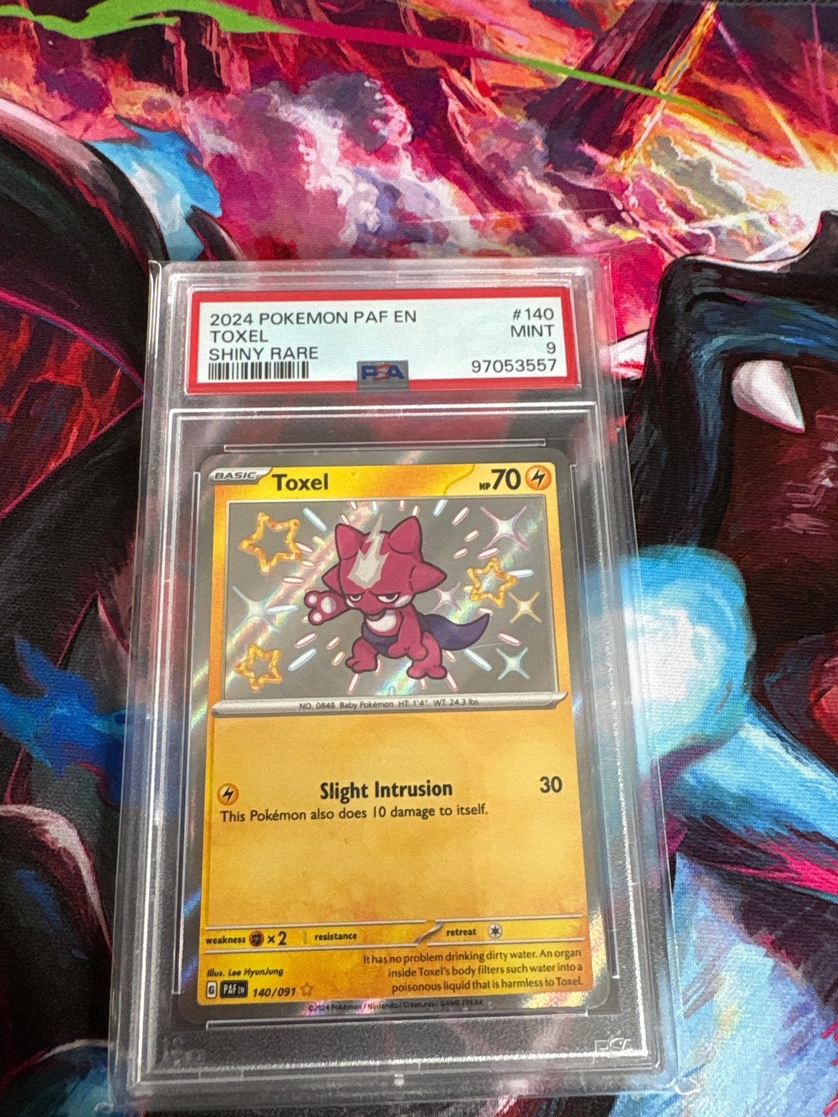 Toxel Shiny Rare PSA 9 Mint Pokémon kaart, Ophalen, Zo goed als nieuw, Losse kaart, Foil