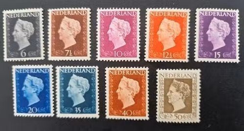 Nederland 1947-1948 - nvph 474-489 - Wilhelmina Harz - ab1, Postzegels en Munten, Postzegels | Nederland, Ophalen of Verzenden