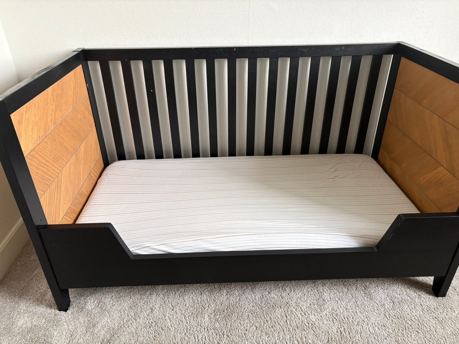 Bopita Vintage Honey babybedje crib to peuterbed toddler bed, Ophalen, Gebruikt, 70 tot 85 cm, 140 tot 160 cm