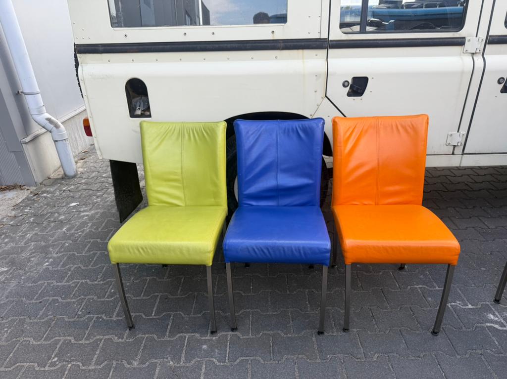 Ital design kunst leren eetkamer stoelen 6x, Ophalen, Gebruikt, Vijf, Zes of meer stoelen