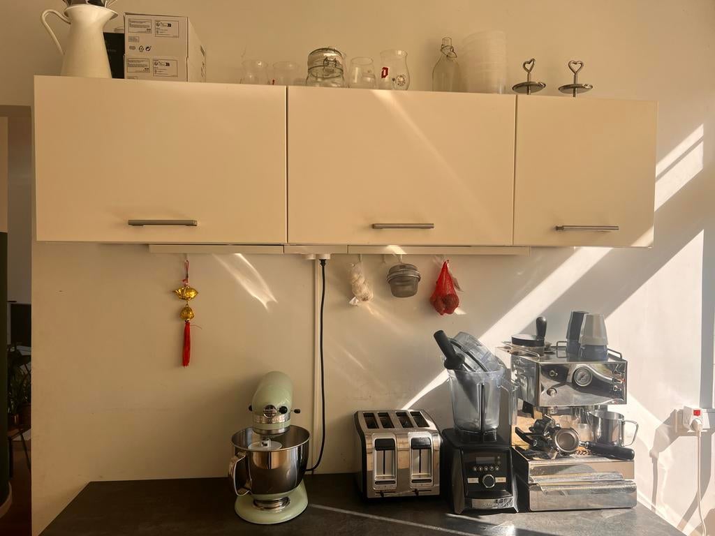 Functioneel IKEA keukenblok wit met houtkleur, Ophalen, Gebruikt, Wit, Enkelwandige keuken