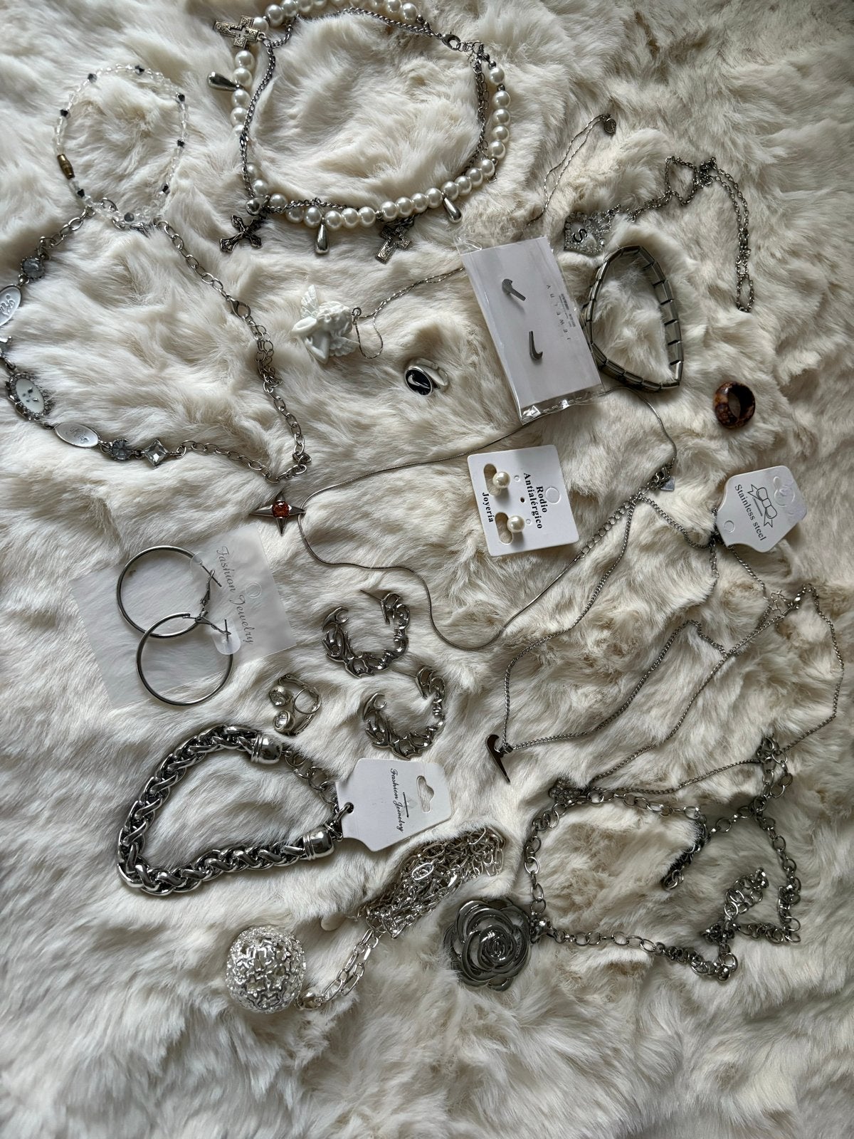Mystery Sieraden Tasje - Y2K Streetwear Zilver (3x Nike), Ophalen of Verzenden, Gebruikt, Zilver