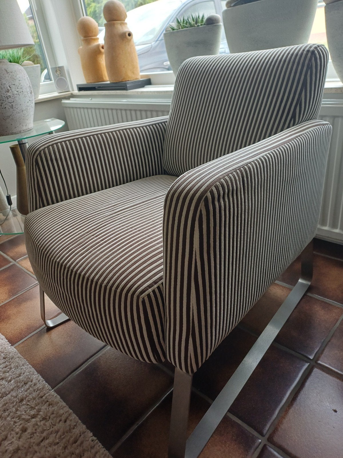 Fauteuils twee stuks gestreept, Ophalen, 75 tot 100 cm, 50 tot 75 cm