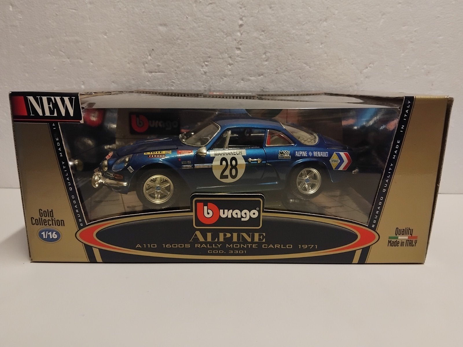 Renault Alpine A110 Rally #28 blauw Bburago metal 1:18 KRD, Ophalen of Verzenden, Zo goed als nieuw, Auto, Bburago