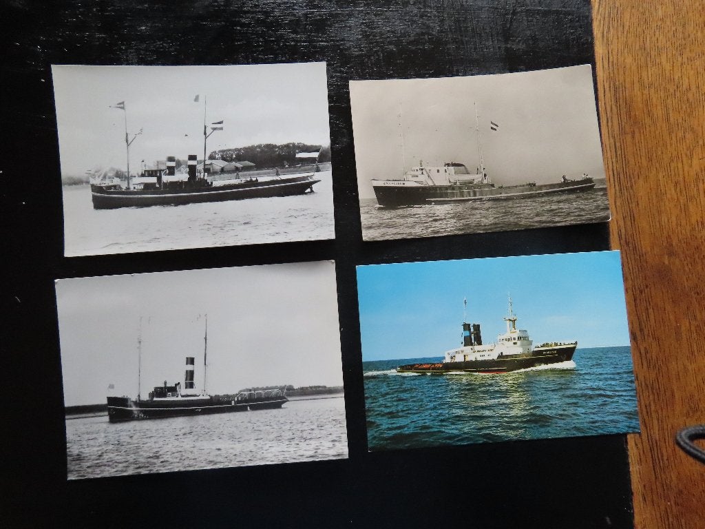 4 ansichtkaarten sleepboten  "Noordzee" Smit & co, Ophalen of Verzenden, Motorboot, Kaart, Foto of Prent