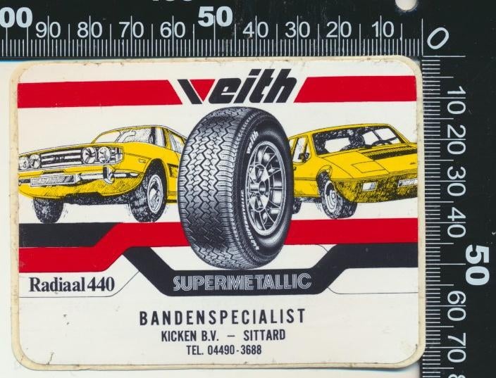 Sticker: Bandenspecialist Kicken - Veith - Sittard, Verzamelen, Ophalen of Verzenden, Zo goed als nieuw, Auto of Motor