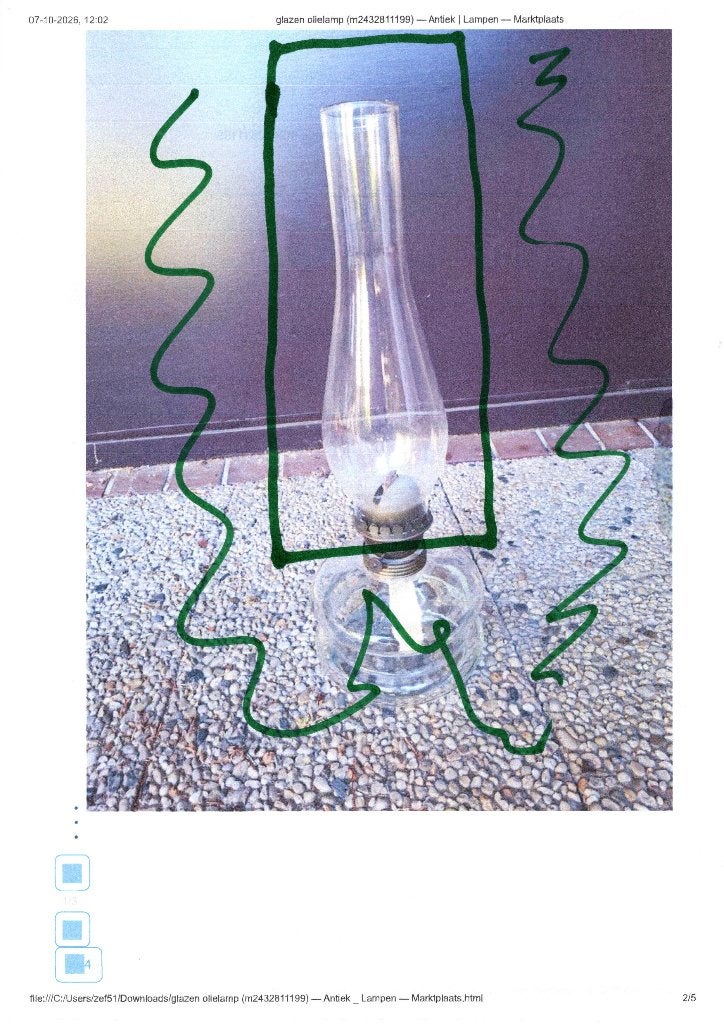 glas voor olielamp, Ophalen of Verzenden