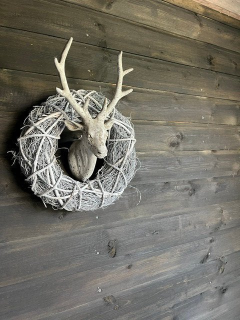 Krans met decoratie hertenkop, Tuin en Terras, Verzenden, Zo goed als nieuw