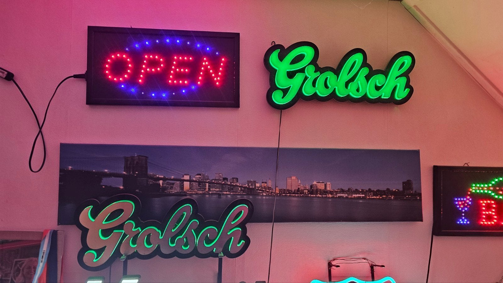 Diverse Neon/LED Reclameborden: Bar, Open, Grolsch, Route 66, Ophalen of Verzenden