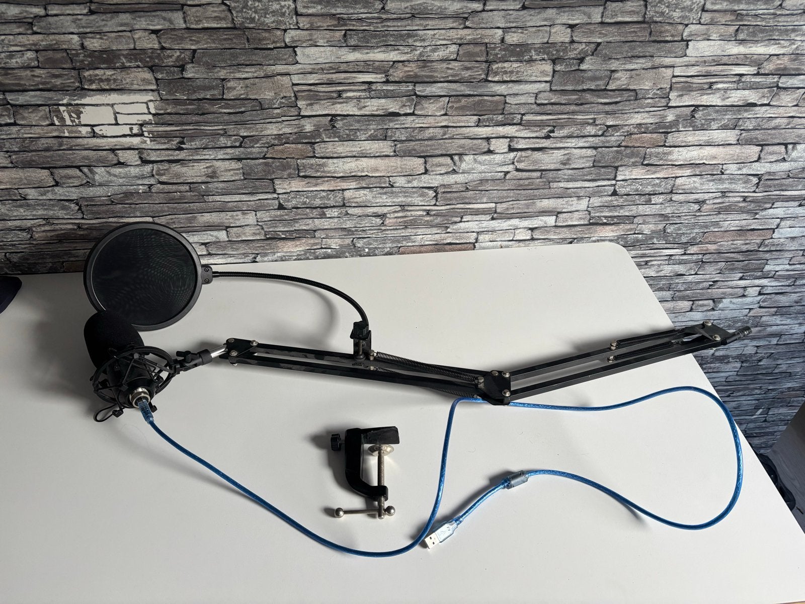 Microfoon met standaard en popfilter, Ophalen, Gebruikt, Studiomicrofoon