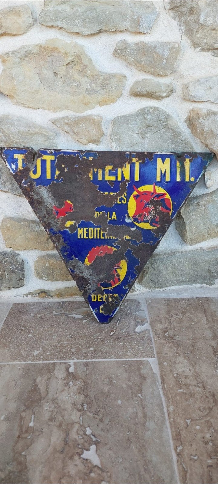 Antiek Frans reclamebord Totaliment de la Mediterranee €89, Ophalen of Verzenden