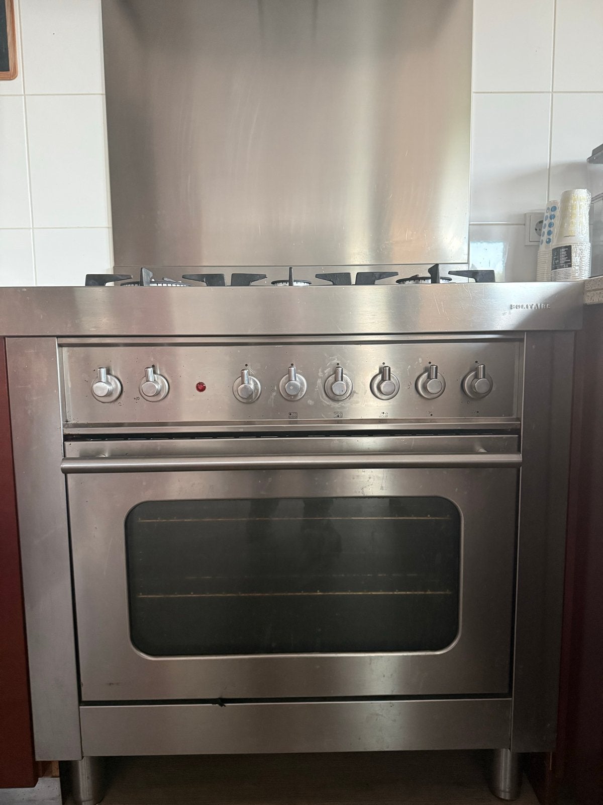 Solitaire Gasfornuis 90x60 met Oven - RVS, Witgoed en Apparatuur, Fornuizen, Ophalen, Gebruikt, Hete lucht, 60 cm of meer
