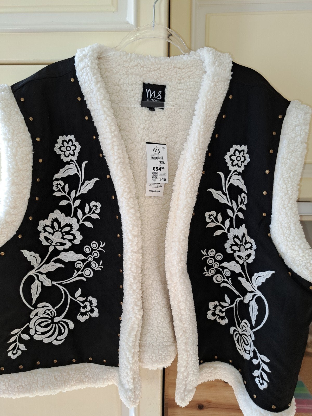 MS Mode Zwart Geborduurd Gilet met Teddy Voering - Maat 3XL, Ophalen, Zwart, Maat 46/48 (XL) of groter, Nieuw