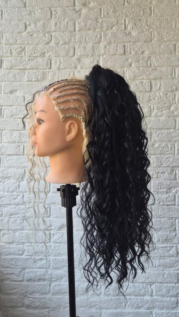 Zwarte Krullende Paardenstaart Haarverlenging, Sieraden, Tassen en Uiterlijk, Uiterlijk | Haarverzorging, Nieuw, Ophalen of Verzenden