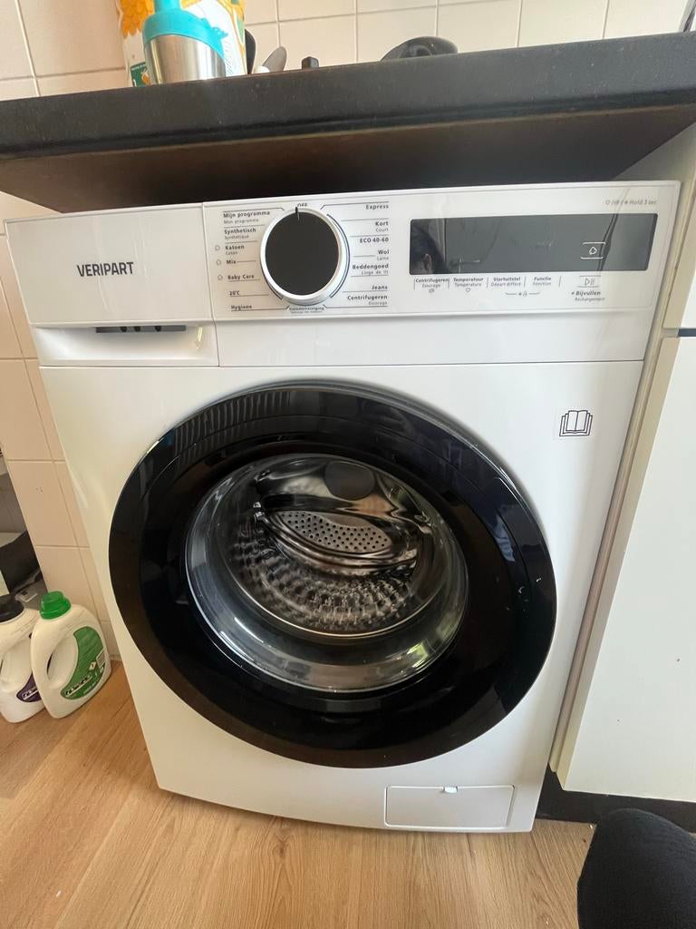 Zo goed als nieuwe Veripart wasmachine 8kg, energielabel A, Ophalen, Zo goed als nieuw, 85 tot 90 cm, 1200 tot 1600 toeren