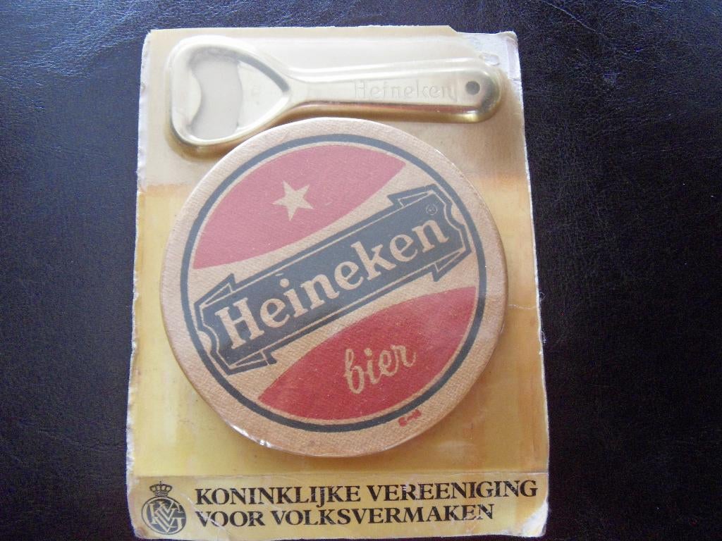 Heineken onderzetters met opener, bovenkant is afgeknipt., Ophalen of Verzenden, Gebruikt, Overige typen