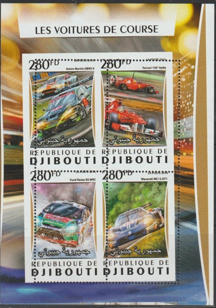 AUTO’S = FERRARI e.a.= mooi bl DJIBOUTI-309-14, Verzenden, Postfris, Auto's