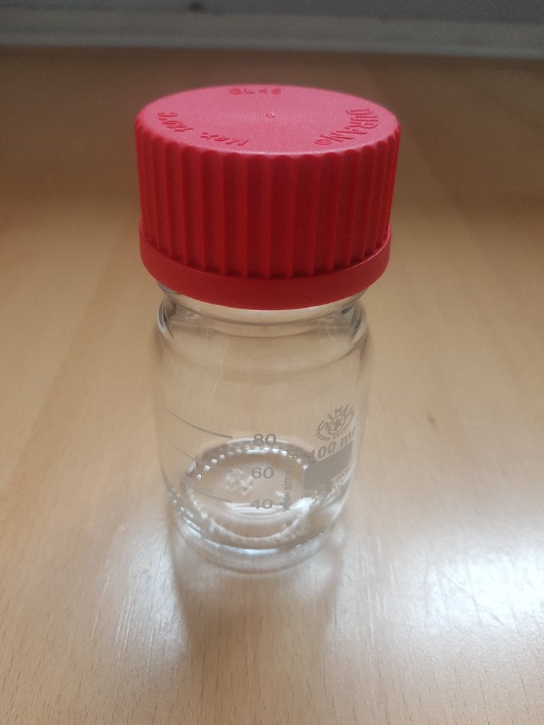 100ml laboratorium flesje, €2,00 per stuk, Ophalen of Verzenden, Zo goed als nieuw, Glas, Pot, Bus of Blik