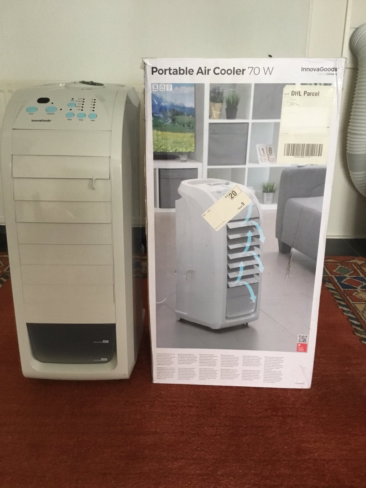 Aircooler 70 Watt, draagbaar, Witgoed en Apparatuur, Airco's, Minder dan 60 m³, 3 snelheden of meer, Ophalen of Verzenden, Zo goed als nieuw